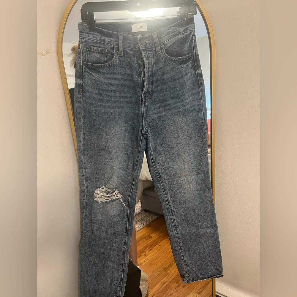 Topshop Distressed Blue Jeans
